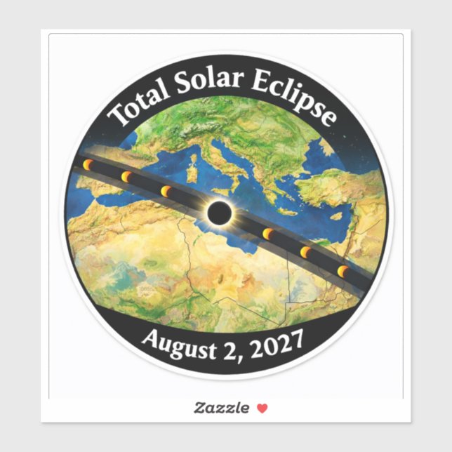 Adesivo Mapa do Eclipse Solar Total de 2027 (Folha)