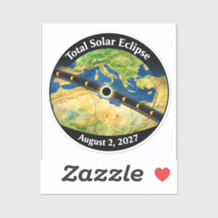 Adesivo Mapa do Eclipse Solar Total de 2027