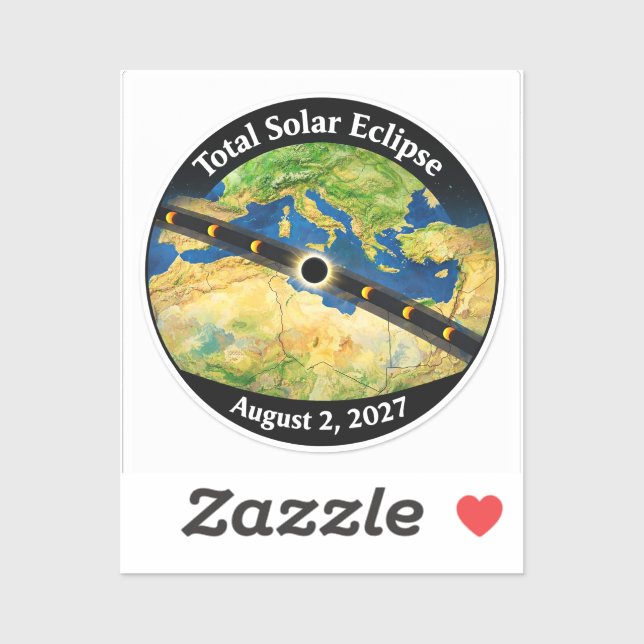 Adesivo Mapa do Eclipse Solar Total de 2027 (Folha)