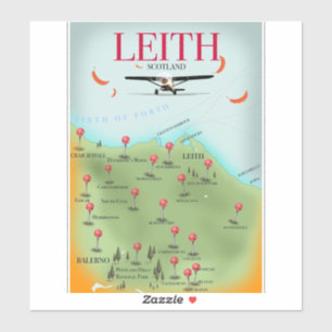 Adesivo Mapa do estilo de colheita da Leith Scotland