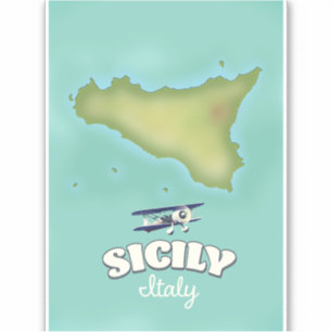 Adesivo Mapa do estilo de colheita da Sicília Itália