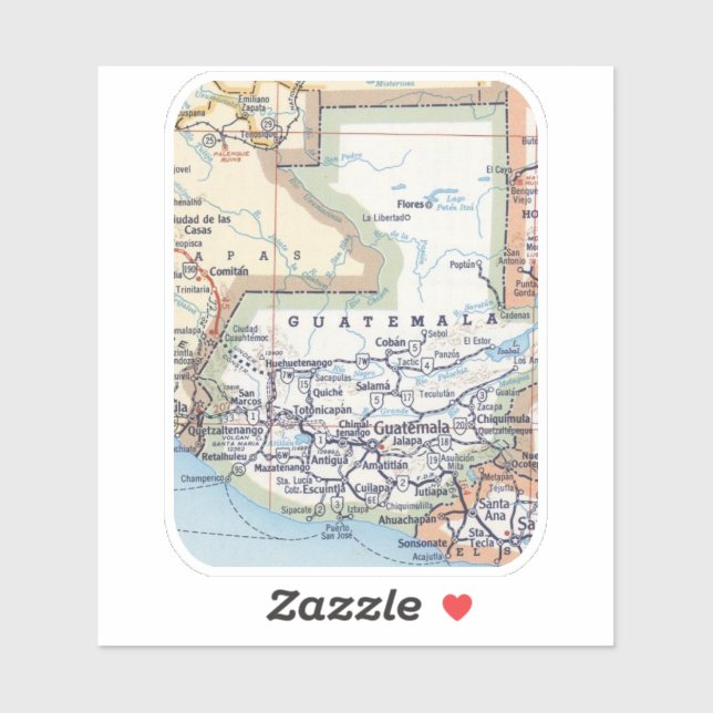 Adesivo Mapa do Guatemala (Folha)
