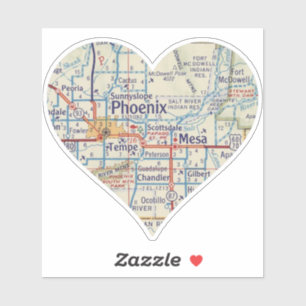 Adesivo Mapa do Heart Phoenix AZ Vintage