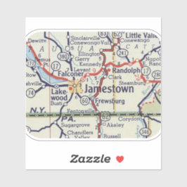 Adesivo Mapa do Jamestown New York Vintage
