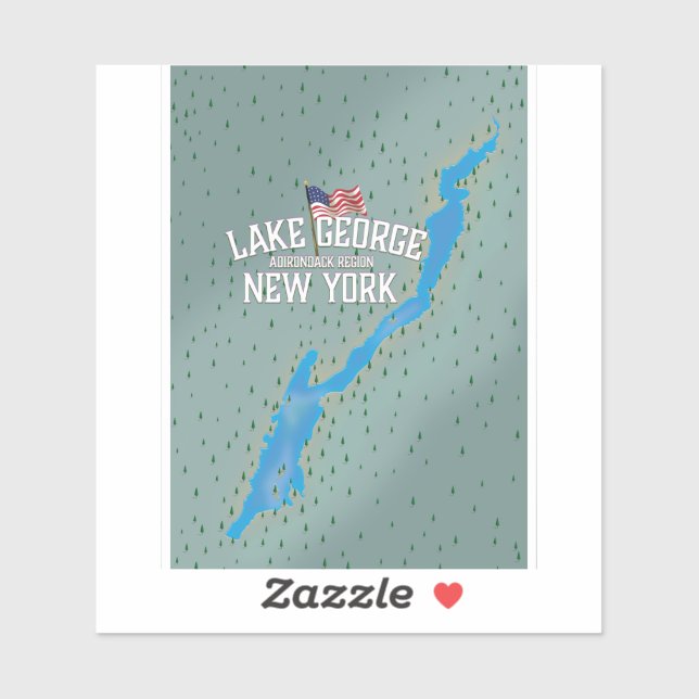 Adesivo Mapa do Lago George New York (Folha)