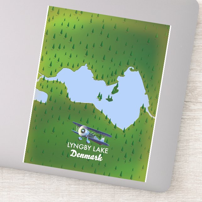 Adesivo Mapa do Lago Lyngby Dinamarca (Detalhe)