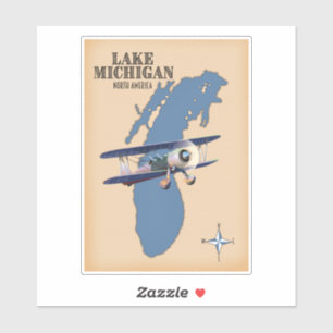 Adesivo Mapa do Lago Michigan América do Norte