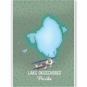 Adesivo Mapa do Lago Okeechobee Flórida.