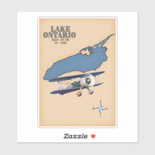 Adesivo Mapa do Lago Ontario EUA Canadá