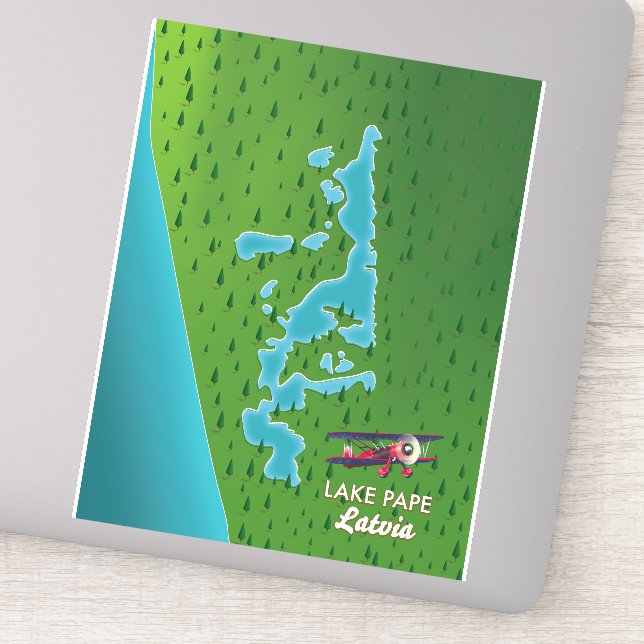 Adesivo Mapa do Lago Pape Letônia (Detalhe)