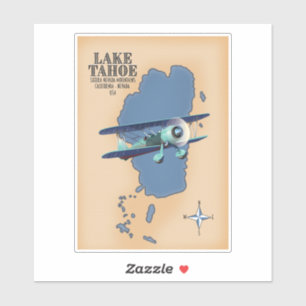 Adesivo Mapa do Lago Tahoe Sierra Nevada California Nevada