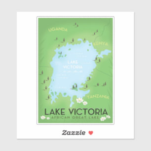 Adesivo Mapa do Lago Vitória - arte de viagem do Grande La