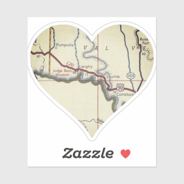 Adesivo Mapa do Langtry Texas Vintage (Folha)