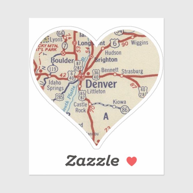 Adesivo Mapa do Love Denver Vintage (Folha)