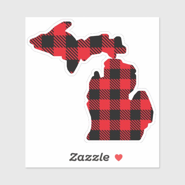 Adesivo Mapa do Michigan - Vermelho - Decal da Xadrez Negr (Folha)