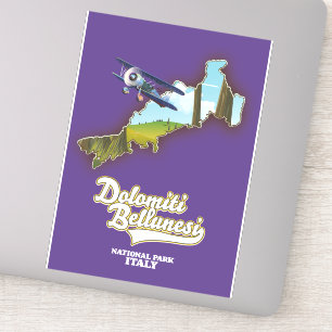 Adesivo mapa do parque nacional do dolomé bellunesi itália