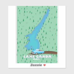 Adesivo Mapa do pôster de viagem do Lago de Garda Itália