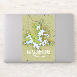 Adesivo Mapa do Poster de viagens do Lago Martin Alabama.