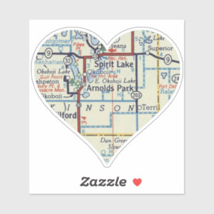 Adesivo Mapa do Spirit Lake IA Vintage