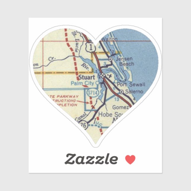 Adesivo Mapa do Stuart FL Vintage (Folha)