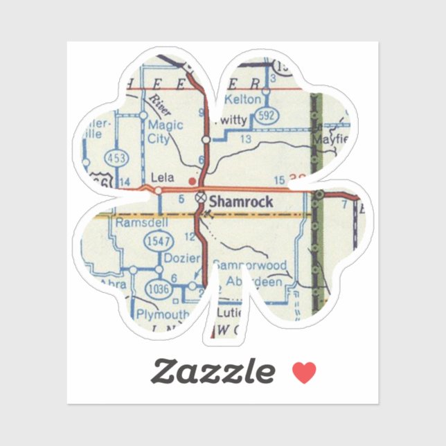 Adesivo Mapa do Texas Shamrock Route 66 (Folha)