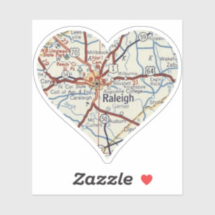 Adesivo Mapa do Vintage do Raleigh NC