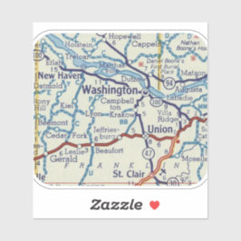 Adesivo Mapa do Vintage em Washington Missouri