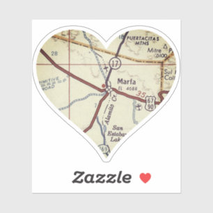 Adesivo Mapa do Vintage Marfa TX