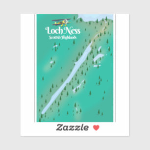 Adesivo Mapa escocês do viagem das montanhas de Loch Ness