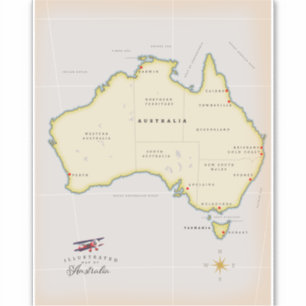 Adesivo Mapa ilustrado da Austrália