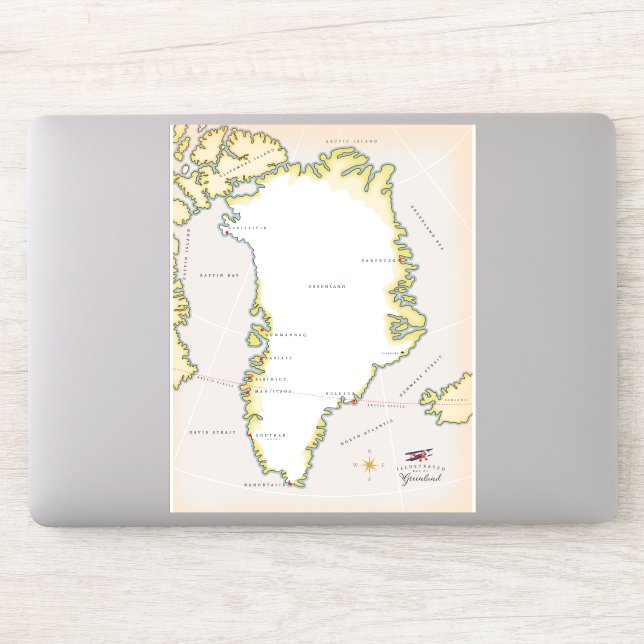 Adesivo Mapa ilustrado da Groenlândia (Computador)