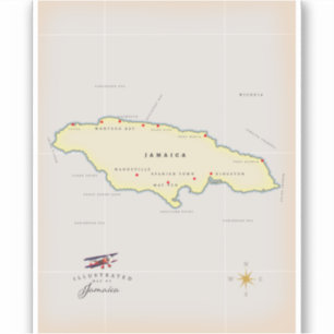 Adesivo Mapa ilustrado da Jamaica.