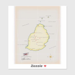Adesivo Mapa ilustrado da Maurícia