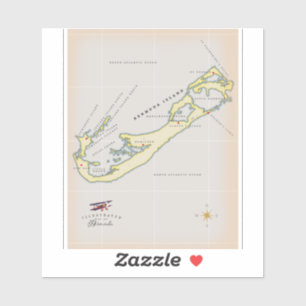 Adesivo Mapa ilustrado das Bermudas