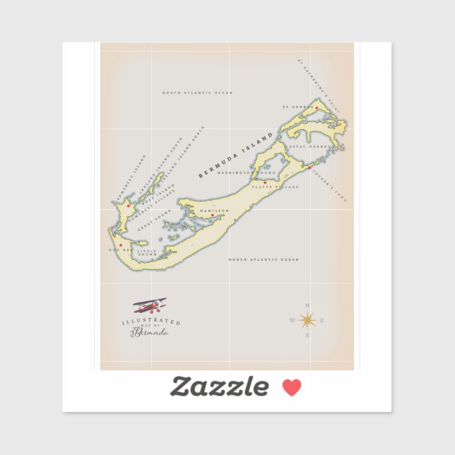 Adesivo Mapa ilustrado das Bermudas (Folha)