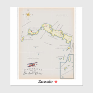 Adesivo Mapa ilustrado das Ilhas Turcas e Caicos