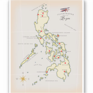 Adesivo Mapa ilustrado de Luzon Filipinas