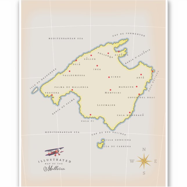Adesivo Mapa ilustrado de Mallorca (Frente)