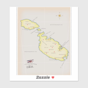 Adesivo Mapa ilustrado de Malta