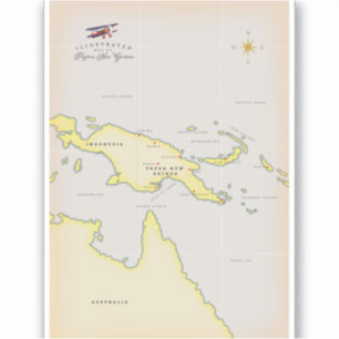 Adesivo Mapa ilustrado de Papua Nova Guiné