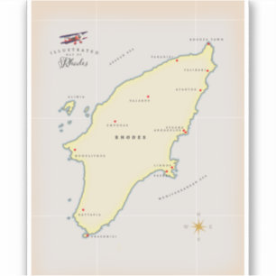 Adesivo Mapa ilustrado de Rodes.