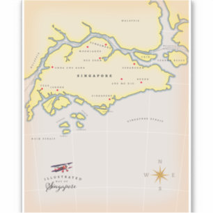 Adesivo Mapa ilustrado de Singapura