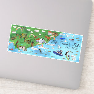 Adesivo Mapa Ilustrado do Fife Coastal Path Scotland