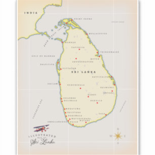 Adesivo Mapa ilustrado do Sri Lanka