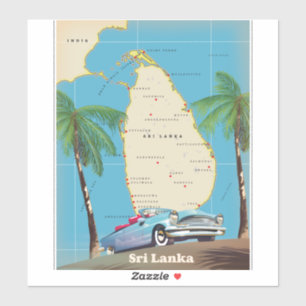 Adesivo Mapa ilustrado do Sri Lanka