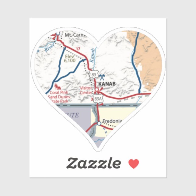 Adesivo Mapa Kanab Utah (Folha)