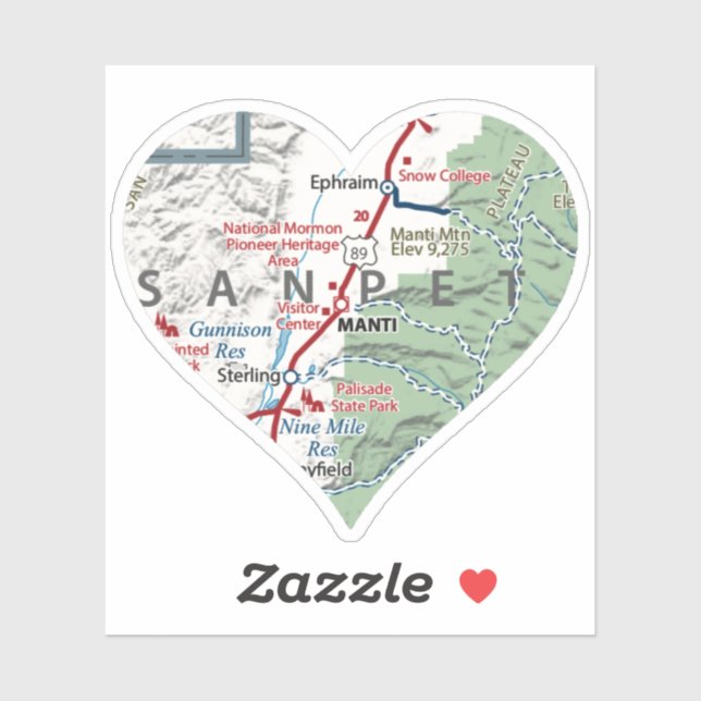 Adesivo Mapa Manti Utah (Folha)