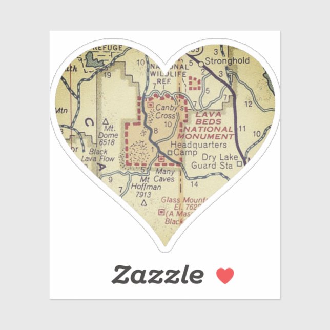 Adesivo Mapa Nacional de Monumentos de Lava Beds (Folha)