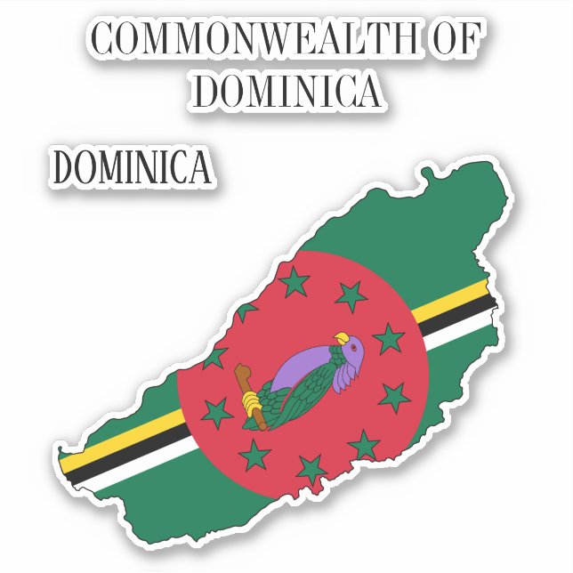 Adesivo Mapa Patriótico de Dominica Flag Charming (Frente)