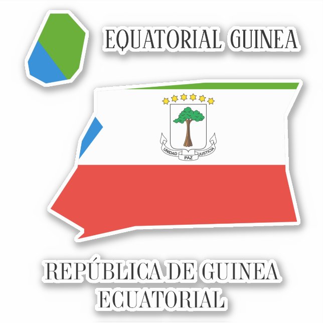 Adesivo Mapa Patriótico encantador da Guiné Equatorial (Frente)